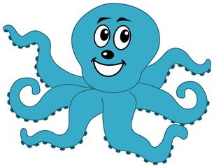 a happy blue octopus