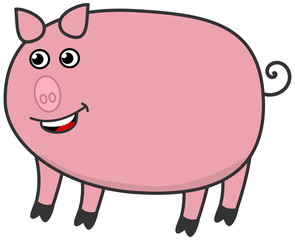 a fat pig, smiling