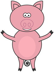 a beautiful pig standing and face