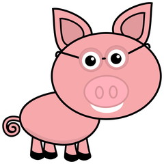 a little pig in profile with glasses