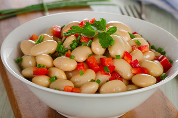 White beans salad  in a   bowl