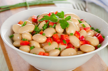 White beans salad  in a   bowl