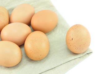 Eggs on Fabric Isolated And White Background