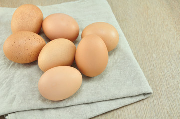 Eggs on Fabric  Background