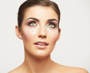Obraz premium Close up portrait of beautiful young woman face.