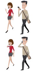 Fototapeta premium People walking while using phone