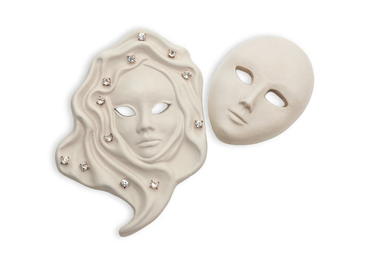 Venetian mask composition isolated with jewelry