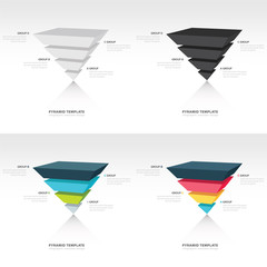 pyramid upside down infographic template set