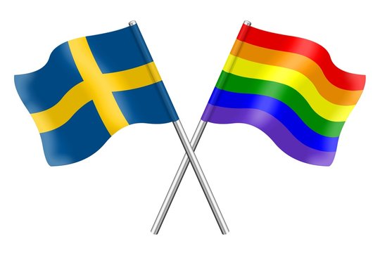 Flags: Sweden and rainbow