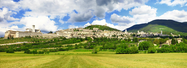panorama of medieval town of Assisi, Umbria , Italy