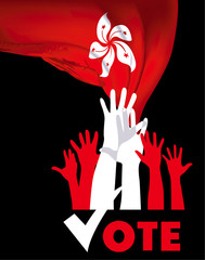 Vector of  Hong Kong Vote  .Protest in Hong Kong for Election.