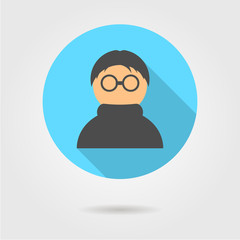 anonymous icon in blue circle with long shadow