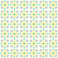 Green Triangle and Circle and Curve Cup Pattern on Pastel Backgr