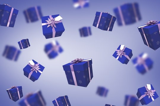 Composite image of purple presents