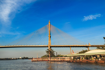 Fototapeta na wymiar Bridge across river