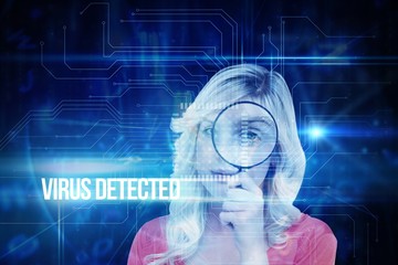 Virus detected against blue technology interface