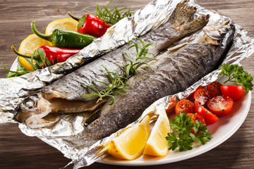 Fish dish - roast trout with vegetables