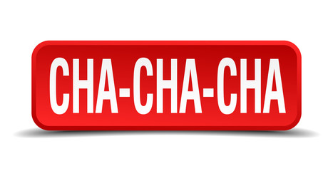 cha cha red 3d square button on white background