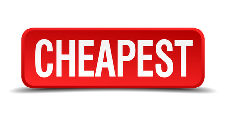 cheapest red 3d square button on white background