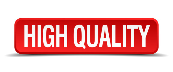 high quality red 3d square button on white background