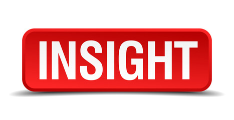 Insight red 3d square button on white background