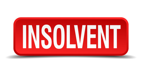 Insolvent red 3d square button on white background