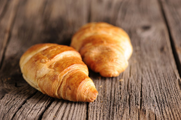 Croissants on a wooden table
