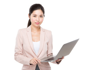 Fototapeta premium Asian businesswoman use of laptop