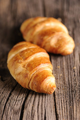 Croissants on a wooden table
