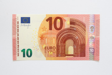 Vorderseite neuer Zehn Euro Geldschein aus der Europa-Serie - obrazy, fototapety, plakaty