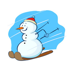 Snowman playing ski
