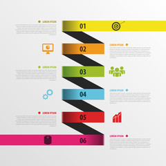 Infographic spiral business template with paper tags
