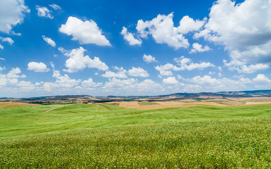 Scenic Tuscany landscape with rolling hills, Val d'Orcia, Italy