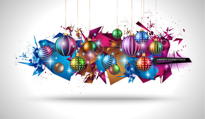 Modern Christmas Background with abstract geometric shapes
