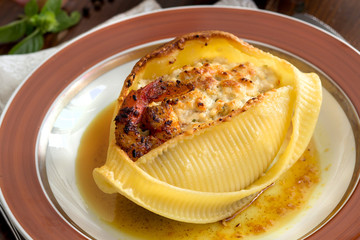 Conchiglioni Pasta Filled With ricotta and prawns