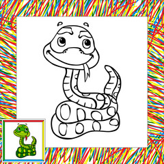 Funny cartoon snake coloring book