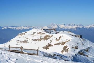 Fototapeta na wymiar Snow-capped mountains panorama