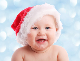 Baby in a Christmas hat