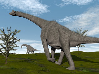 Obraz premium Spacer dinozaurów Brachiosaurus - renderowanie 3D