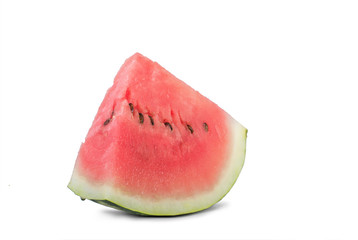 Red juicy slice of watermelon isolated on white