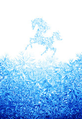 Fototapeta na wymiar Ice background with horse silhouette