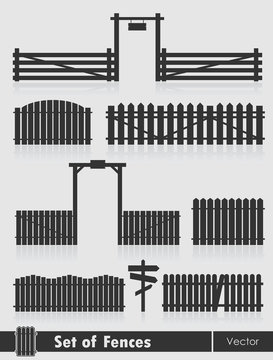 Set of black fences with gate