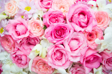 Fototapeta na wymiar wedding bouquet with rose bush