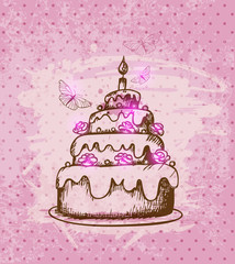 Vintage hand drawn cake