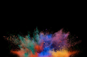 colored dust explosion on black background