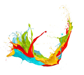 Colored splashes on white background