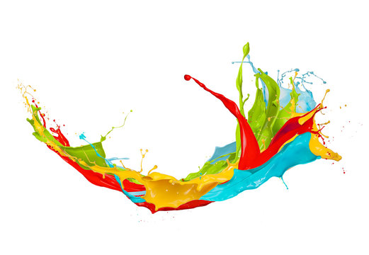 Colored splashes on white background