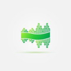 Bright green sound wave music icon