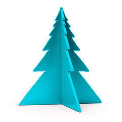 Blue Christmas Tree Isolated on White