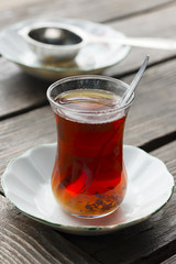 Cup of hot black turkish tea